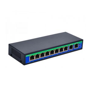 Коммутатор  SF0820FL, PoE, 8 портов + 2 порта UpLink, 12В, без БП, корпус металл